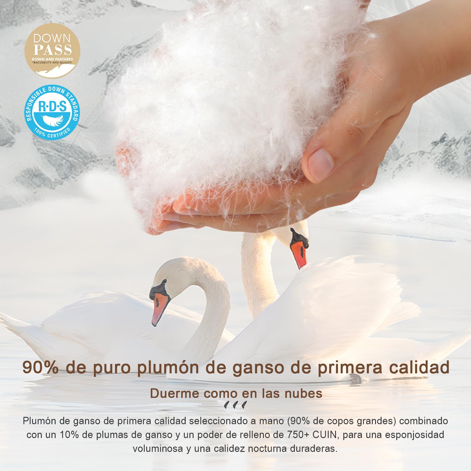 Edredón de Plumón Cama 150/135, 90% Plumon de Ganso y 10% Plumas, Algodón Egipcio Ultra Silencioso, 4 Estaciones Extra Cálido Edredon, Relleno Nordico Pluma 220x240, Down Feather Duvet 240x220