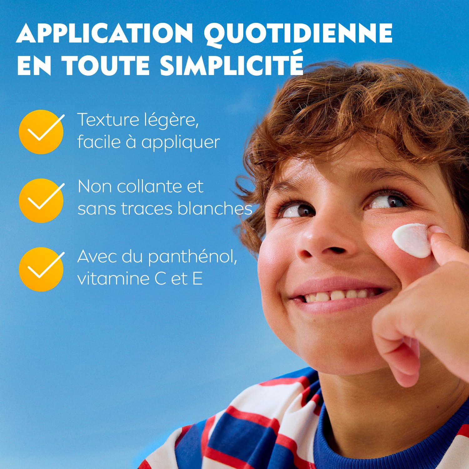 NIVEA SUN Crème Solaire Quotidienne Kids FPS50+ Protection Solaire Enfant Visage et Corps avec Panthénol Vitamines E et C Absorption Rapide Résistante à l'Eau Peaux Sensibles 100 ml
