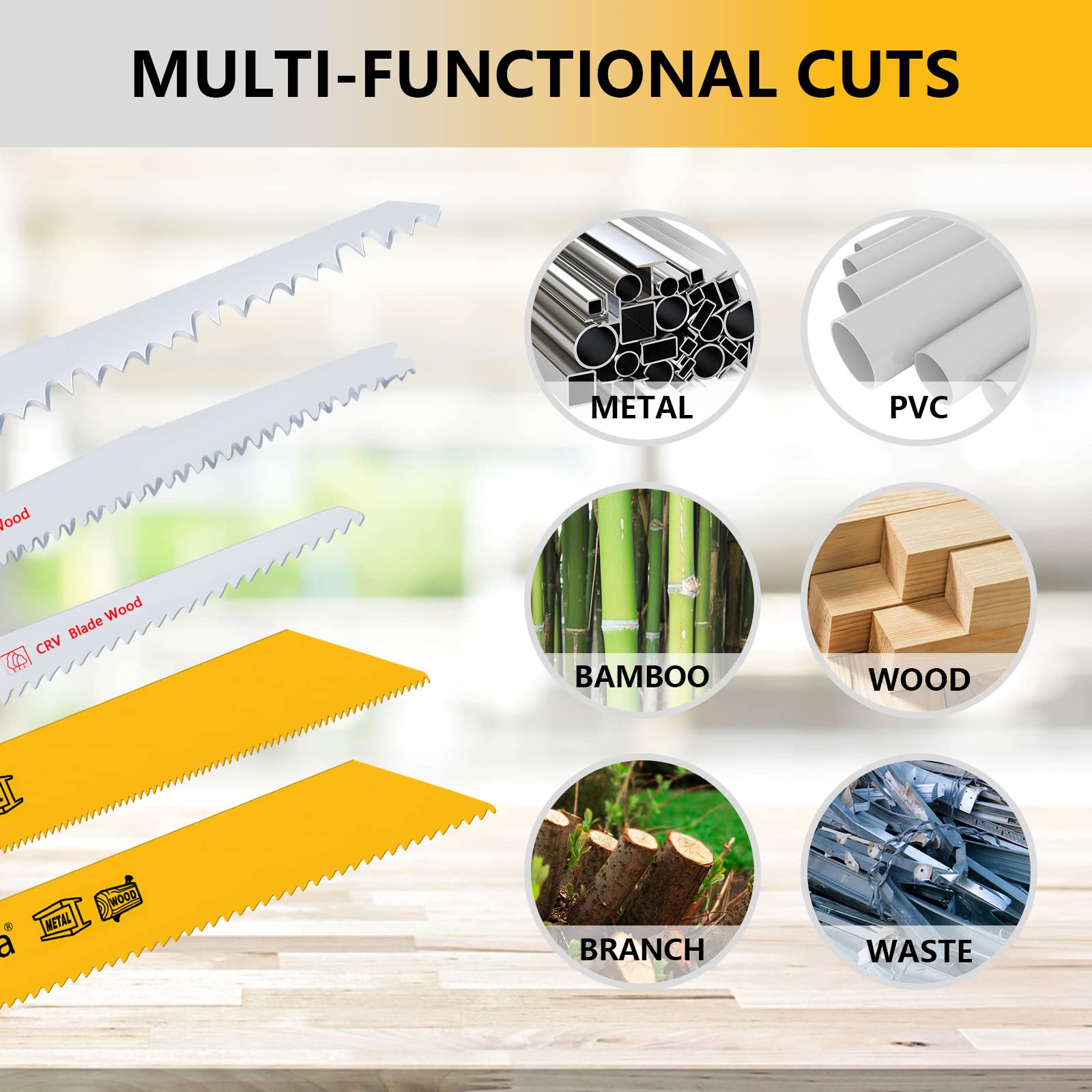 Juego de 12 hojas de sierra alternativas para corte de metal/clavo/madera