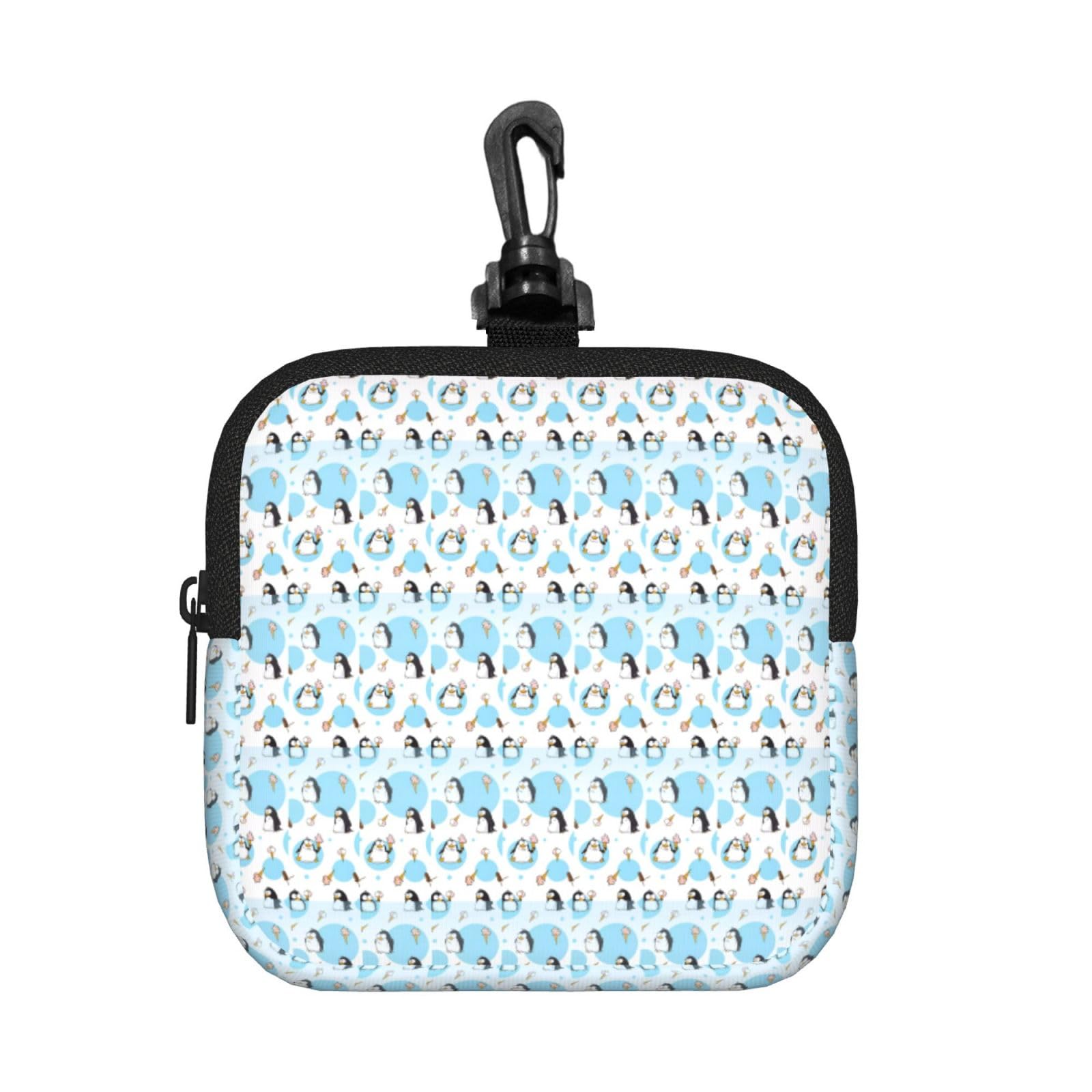 Ercgad Unisex Black Cute Penguins Print Square Storage Bag Travel Toiletry Cosmetic Organizer Pouch Lightweight Reusable