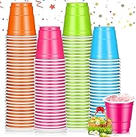 Vista 14 de Roshtia Paquete de 100 vasos de plástico de 2 onzas, mini vasos de chupito desechables de 2 onzas para fiesta de Pascua, boda, servicio de sabor