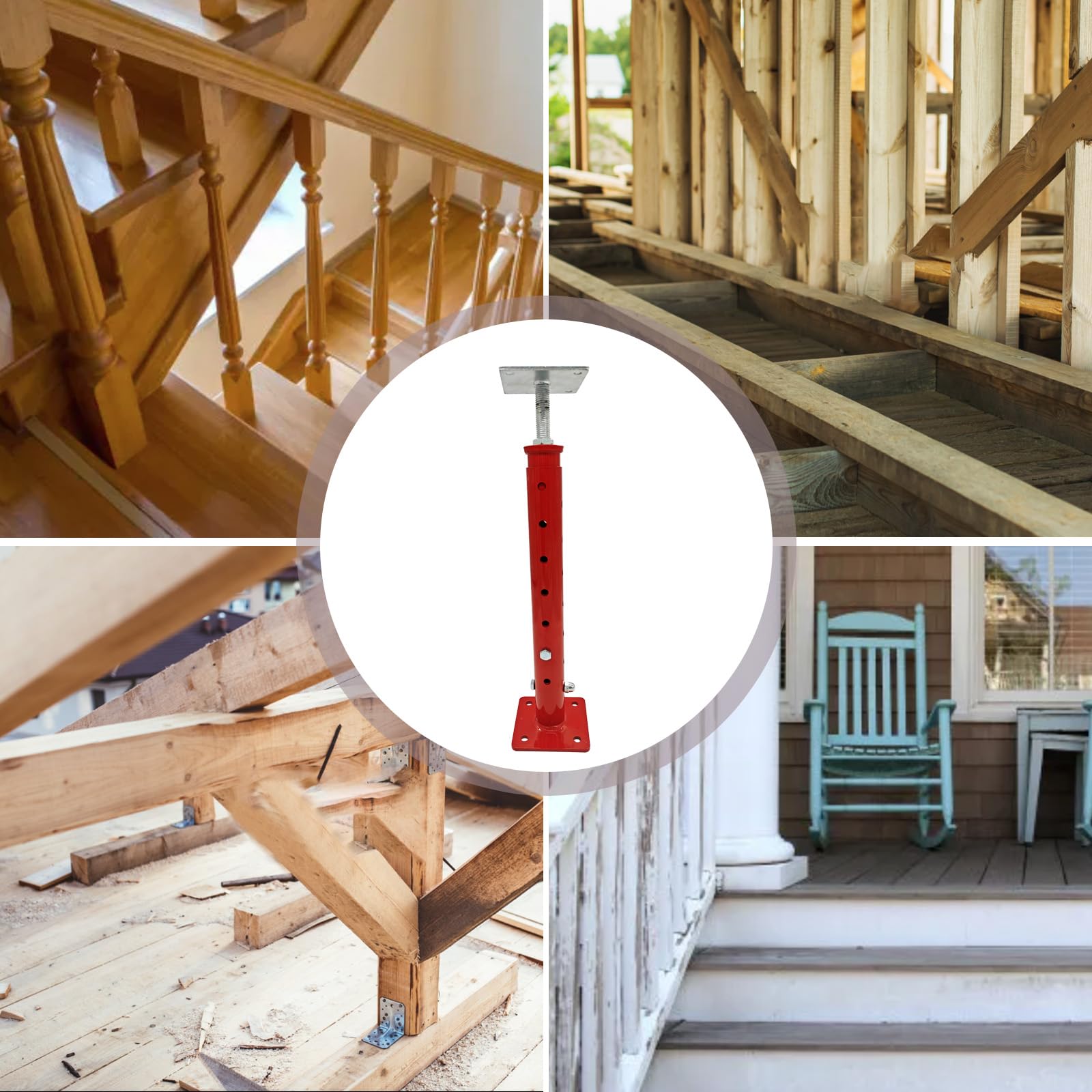 House Floor Jack Posts 4-Pack Heavy Duty Adjustable Floor Jacks - 11.8" To 16" Height, 11,000 Lb Load Capacity Each, Steel Construction For House Leveling & Support 3 Ton Floor Jack