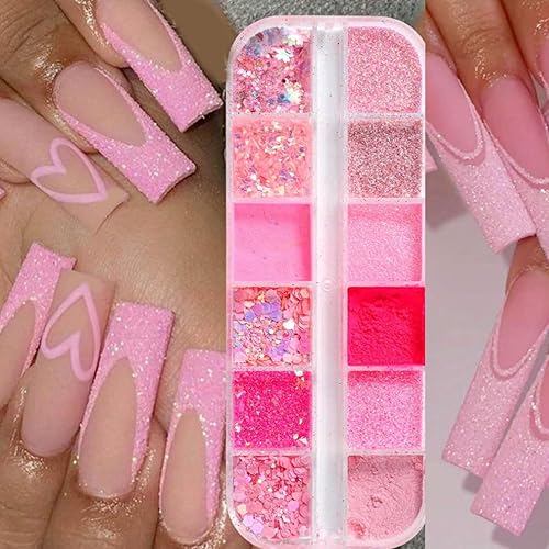 Superfine French Nail Glitter Powder - Pink Design Sugar Shiny