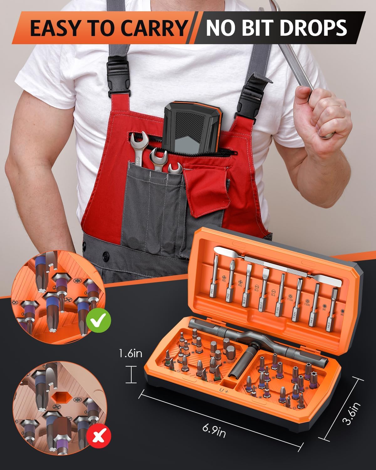 Ratchet Screwdriver Set, 42 in 1 Magnetic Screwdriver Set for Christmas Gifts, DIY Repair Tool Kit with Combination Soft Shaft, 40PCS Magnetic Bits, Metal Pry Bar, Suitable for Furniture