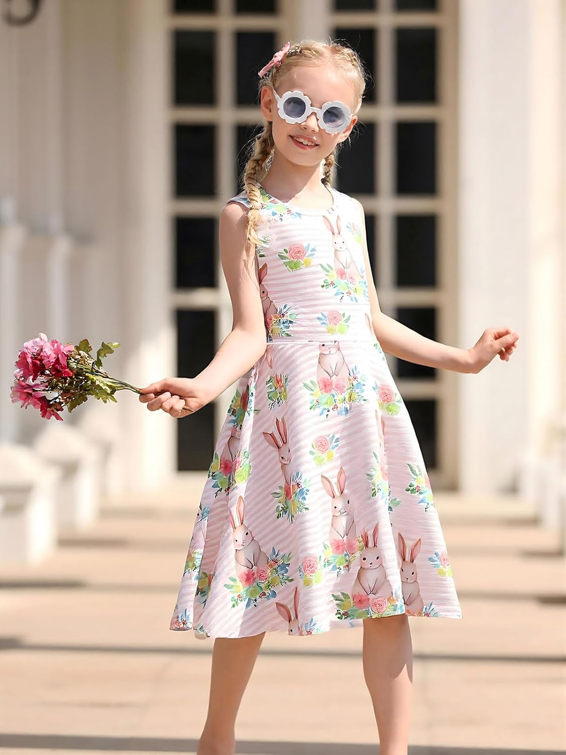 Funnycokid Girls Dress Summer Sleeveless Sundress Birthday Outfit Twirly Mermaid Party Kids 4-15 Years - Image 3