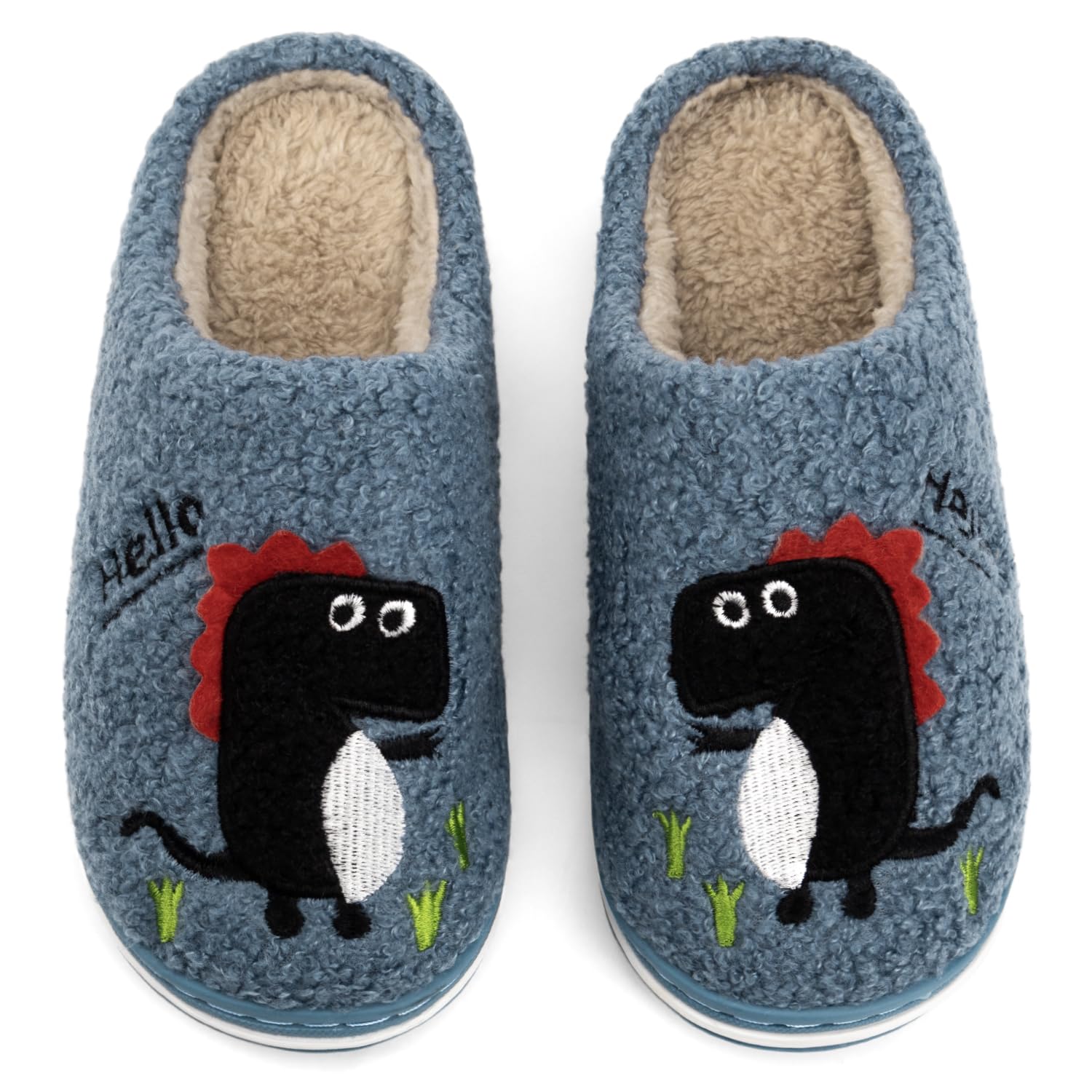 INMINPIN Hiver Chaussons de Maison Enfants Chaudes Peluche Pantoufles de Coton d'Intérieur à Dinosaure de Dessin Animé pour Garçon Fille