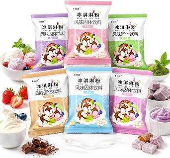 6 Flavored Ice Cream Mix Pack - DIY Professional Quality, Homemade / Bakery Supplies, 6 Bags of 100g, Smooth and Creamy Texture, No Ice Cream Maker Needed