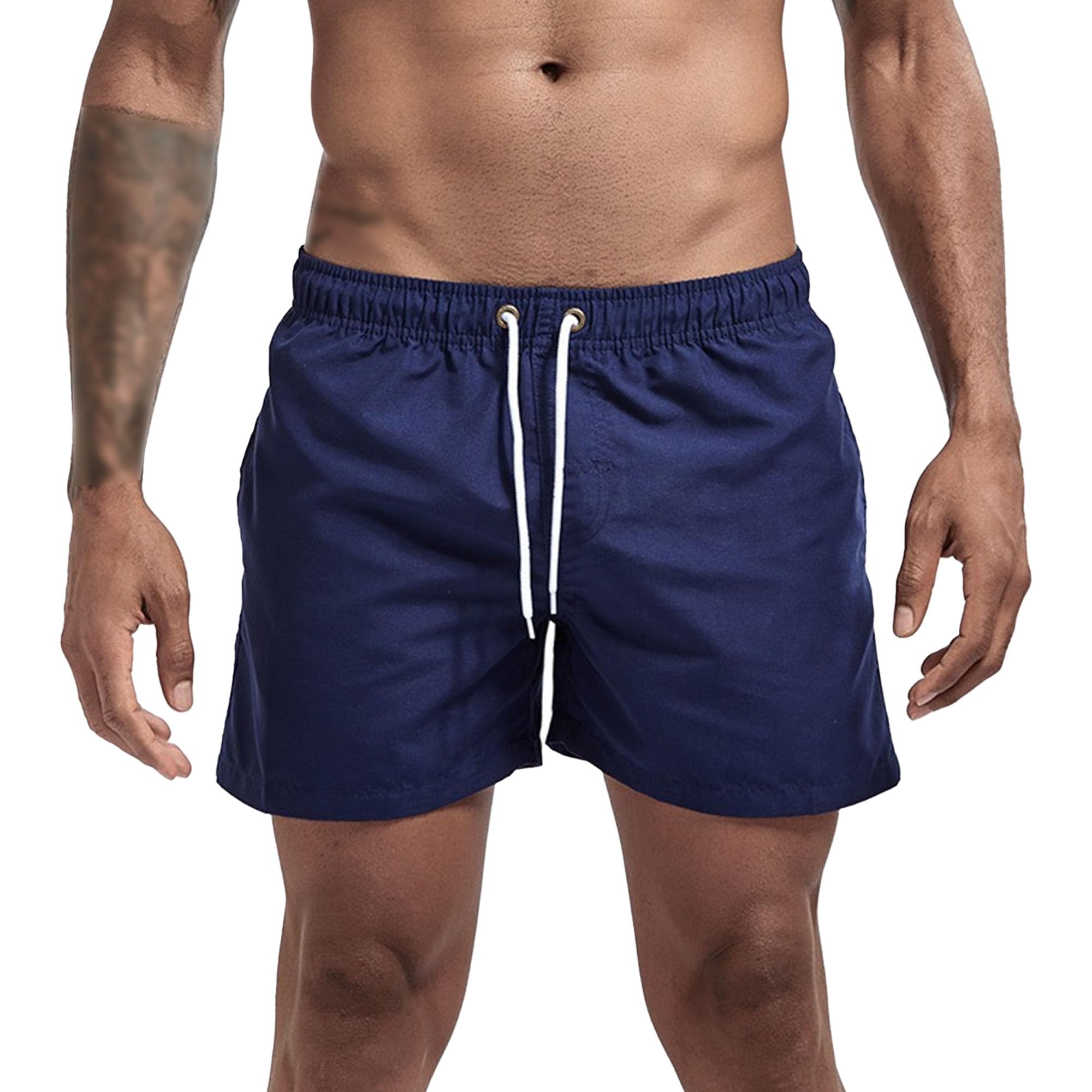 Mens Solid Drawstring Loose Fit Outdoor Sports Short Athletic Running Pant Waist Summer Beach Shorts XX-Large Dark Blue