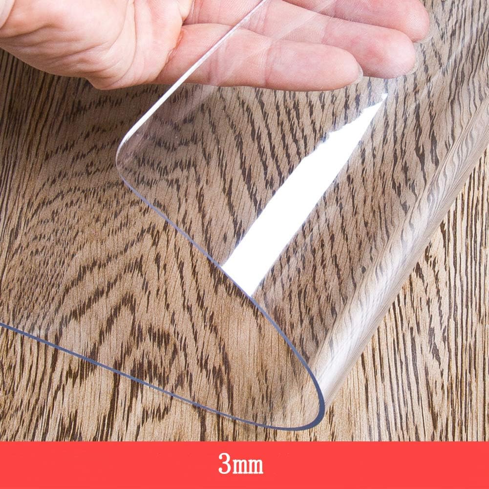 YEARLY Crystal Clear Table Cover, Waterproof PVC Tablecloth 3mm Thick Oil-Proof Soft Glass Desk Protector Pad Transparent Multipurpose Mat-a 80x80cm(31x31inch)