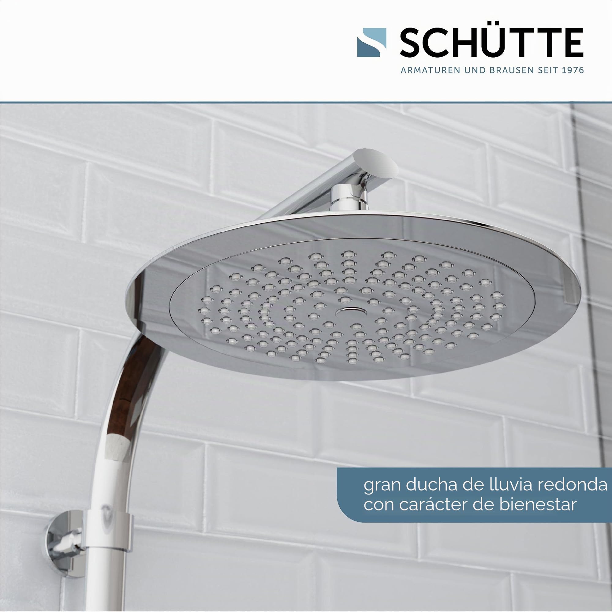 SCHÜTTE MADURA sistema de ducha con termostato, set de ducha con gran rociador de lluvia (Ø 24 cm) y teleducha regulable, set de ducha con barra de ducha, columna de ducha panel de ducha, cromo