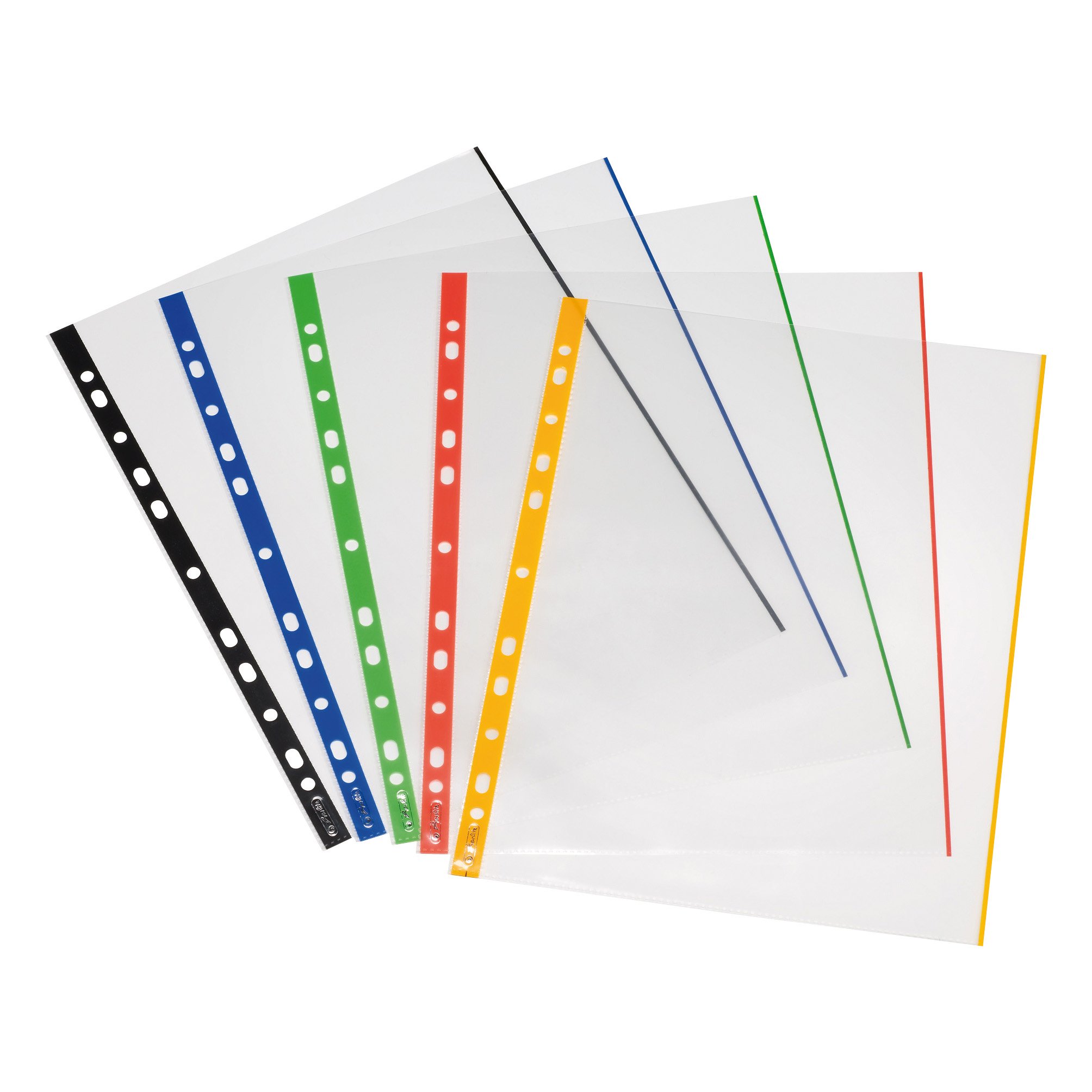 Herlitz 10914422 Document Wallet A4, Polypropylene, Transparent with Coloured Edge, Pack of 10