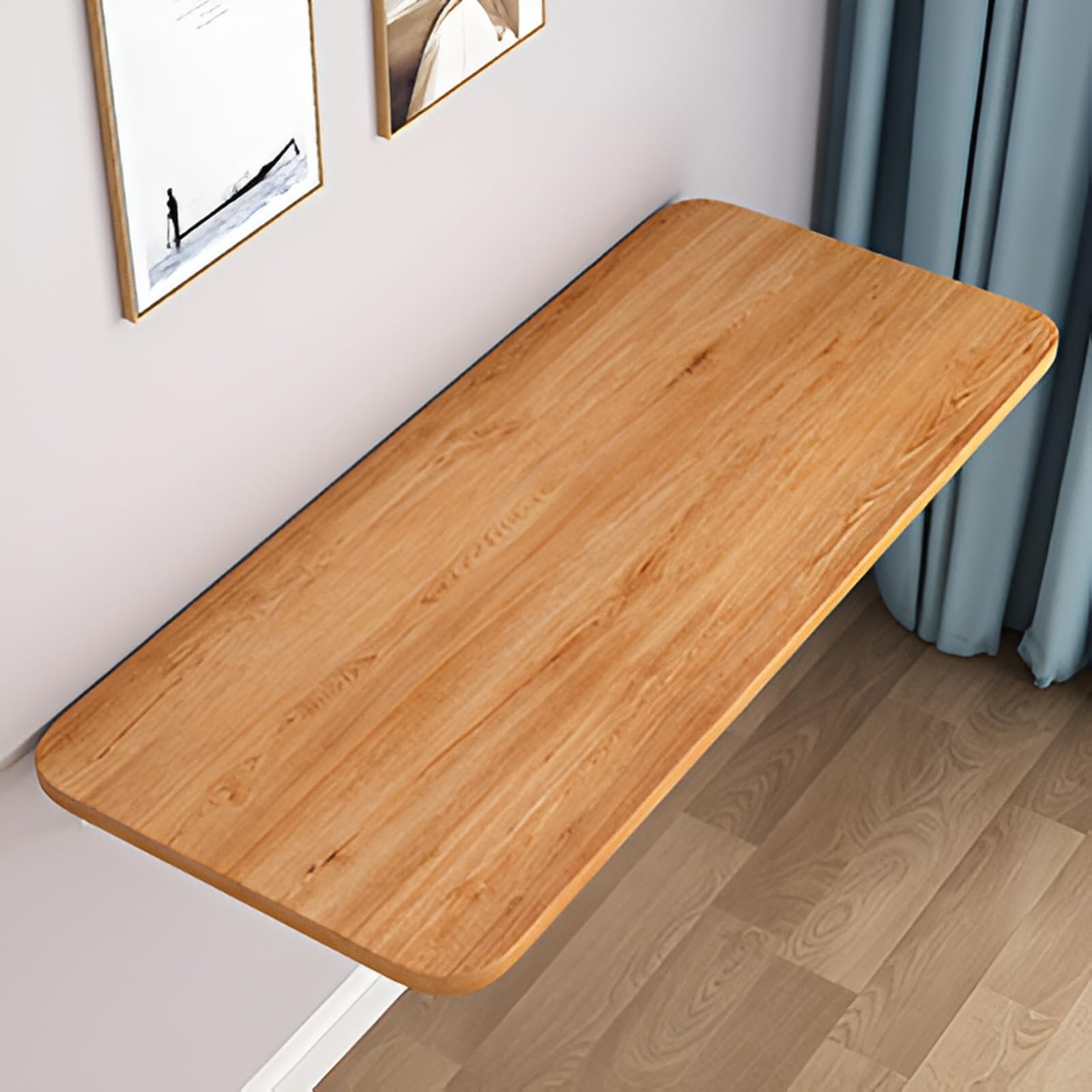 Bureau mural pliable chêne doré idéal pour optimiser votre coin cuisine ou salle à manger