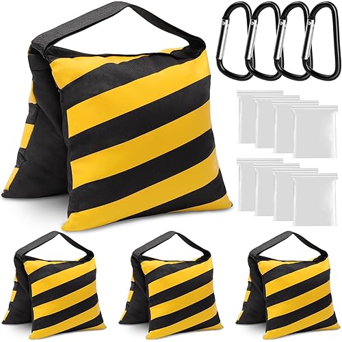 Aimosen 4 Packs Yellow Sandbag Weight Bags for Light Stand Photography Video Equipments, Heavy Duty Saddlebags for Backdrop Stand, Photo Tripod, Pop up Tent, Umbrella Base, Fishing Chair, Picnic Table