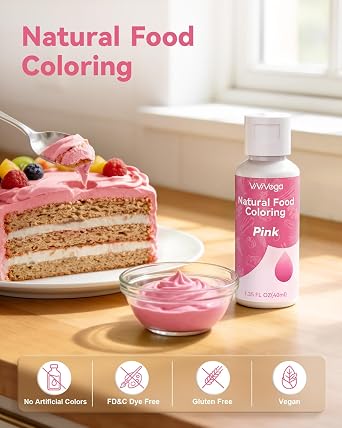 Natural Food Coloring Gel, 40 Milliliters Pink Dye-Free Food Coloring No Artificial Dyes, Non-Toxic, Natural Food Dye for Icing, Frosting, Cake Decorating