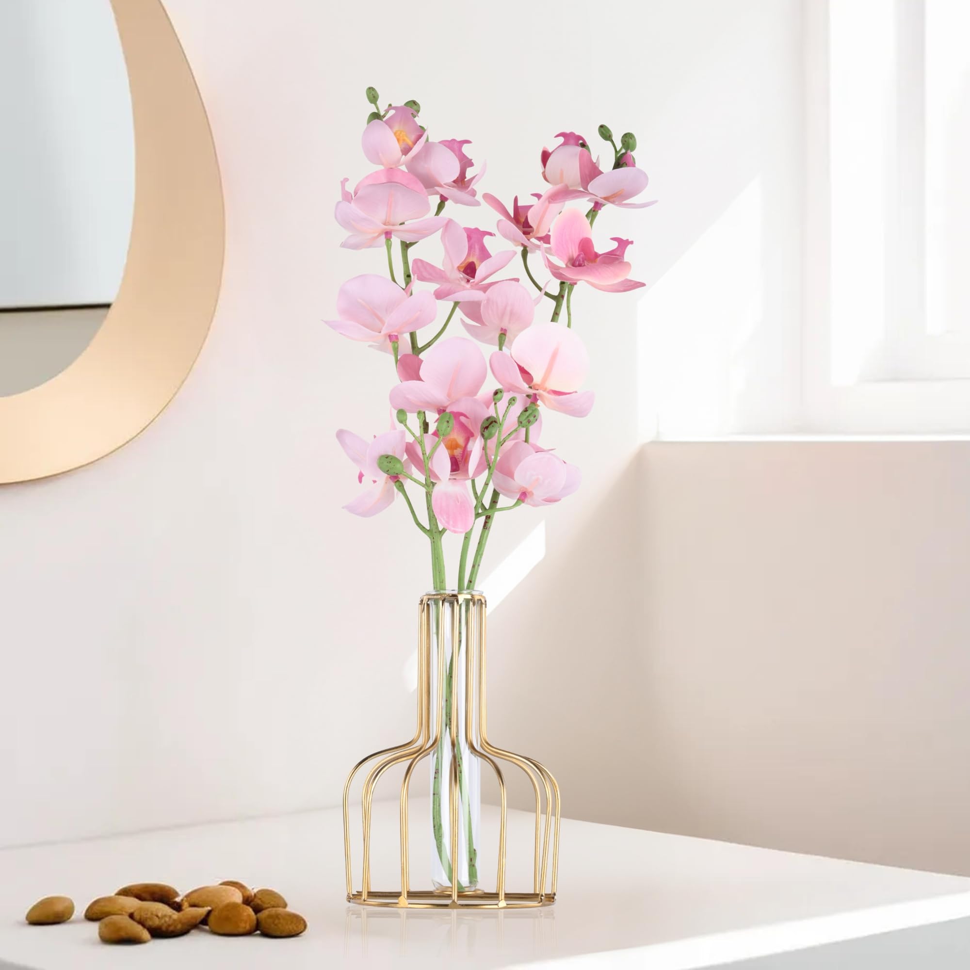 Kuber Industries Metal Flower Vase Stand for Living Room Corner - Show Pieces for Dining Table - Comes with Glass Test Tube for Plants (Gold) (B0D8FSVWTZ) Amazon Price History, Amazon Price Tracker