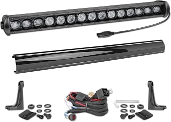 20 Inch Single Row LED Light Bar with Wiring Harness, Nirider Black Series 105W Super Slim Spot Flood LED Fog Lights Driving Lights Work Off Road Light Bar for SXS Truck ATV UTV 4x4