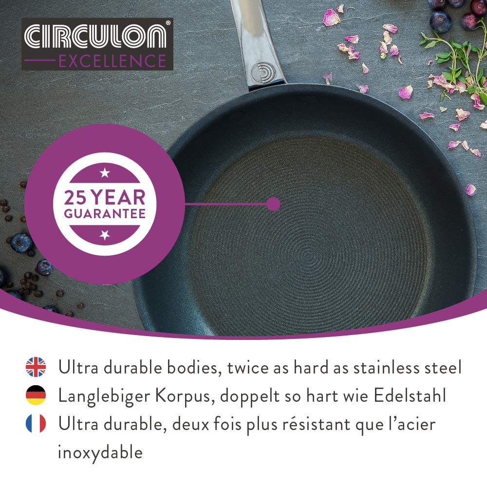 Circulon Excellence 2-teiliges Bratpfanne Set 26/30 cm | 2X spülmaschinenfeste Induktionspfanne mit hochwertigem Pfanne Antihaft |Pfannen mit Griff aus Edelstahl