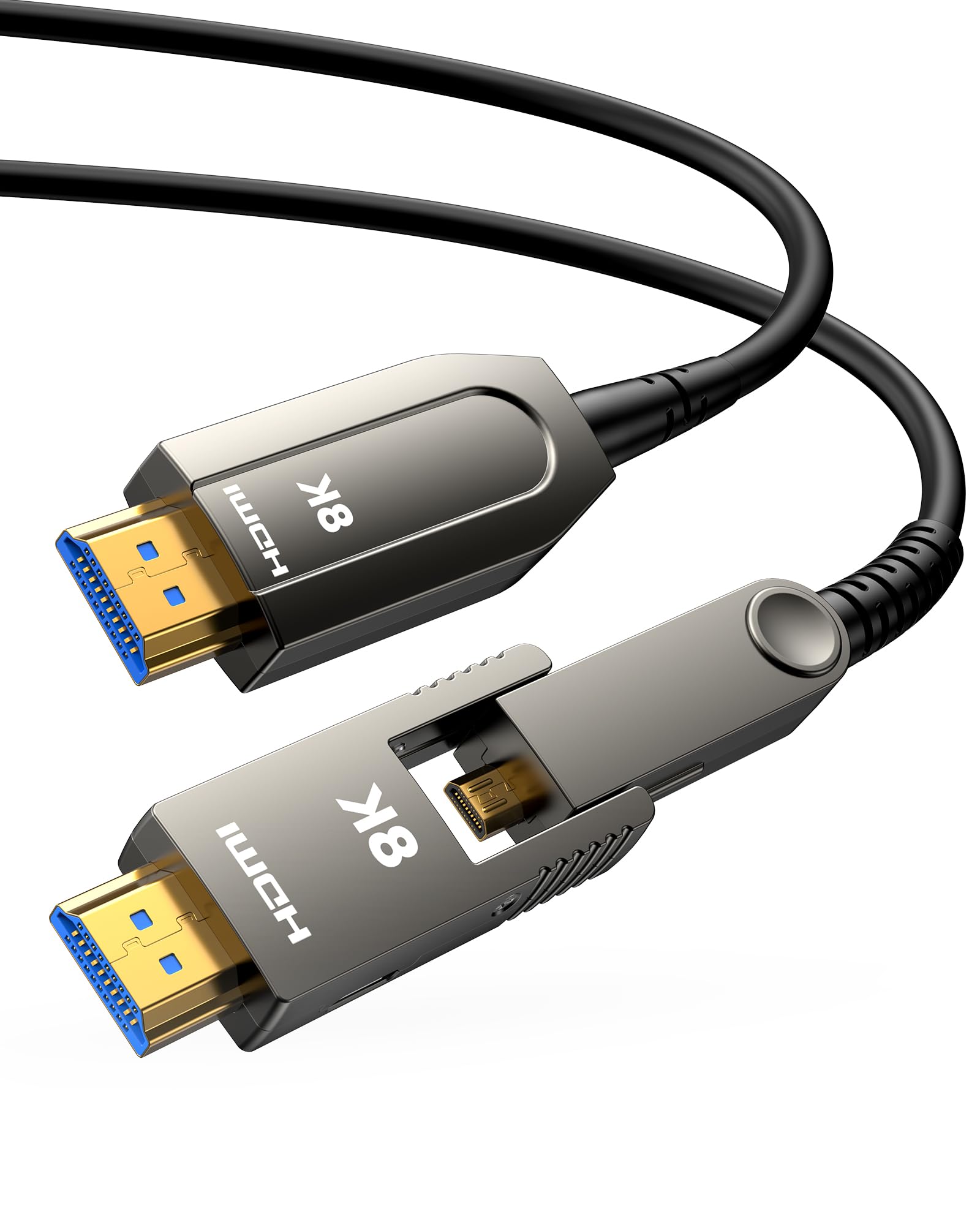 Highwings HDMI to Micro HDMI Cable 150 FT, 8K@60Hz 4K@120HZ One-Way Transmission Fiber Optic HDMI to Micro HDMI Cord HDR Compatible for TV, Computer