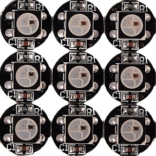 BTF-LIGHTING 100pcs WS2812B Addressable 5050 Smart RGB LED Pixel Light on Black Heat Sink PCB Board for Arduino 5V DC