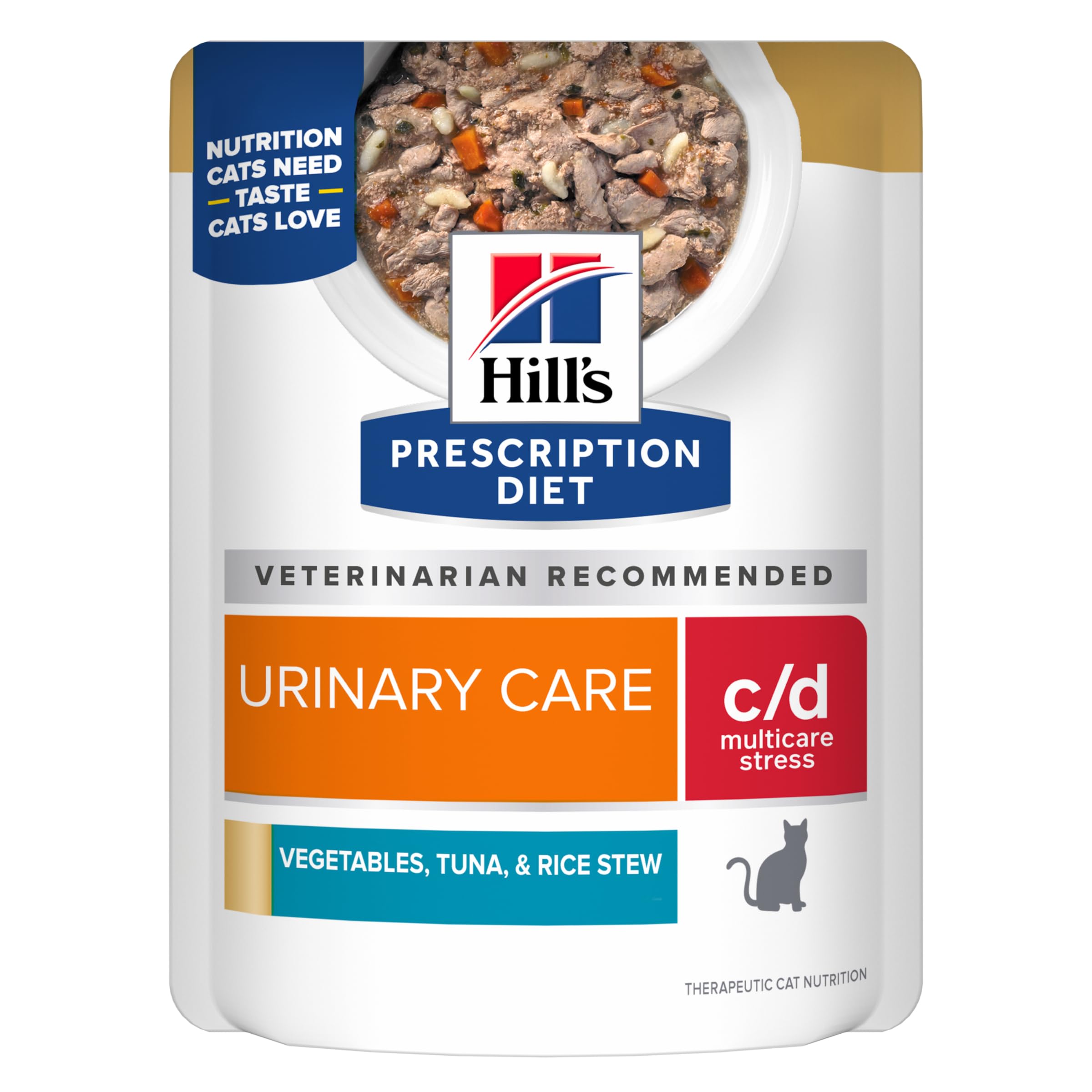 Hill's Prescription Diet c/d Multicare Stress Feline Vegetables, Tuna, & Rice Stew, 2.8oz, 24-Pack Wet Food