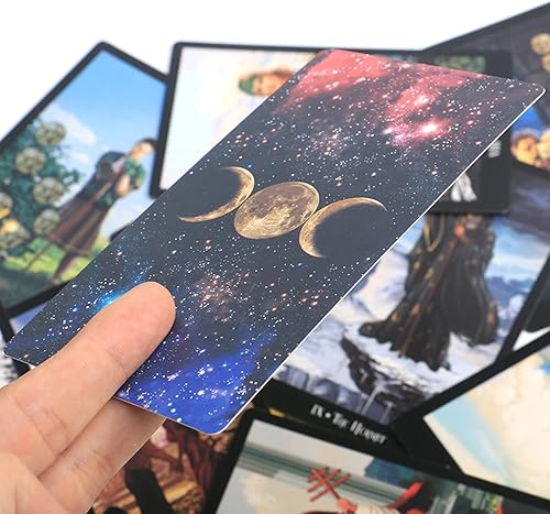 Miniatura 4 de Fankexi Juego de cartas de tarots con guía, 78 cartas de tarot de brujas, juego de adivinación del destino, duradero para principiantes y lectores
