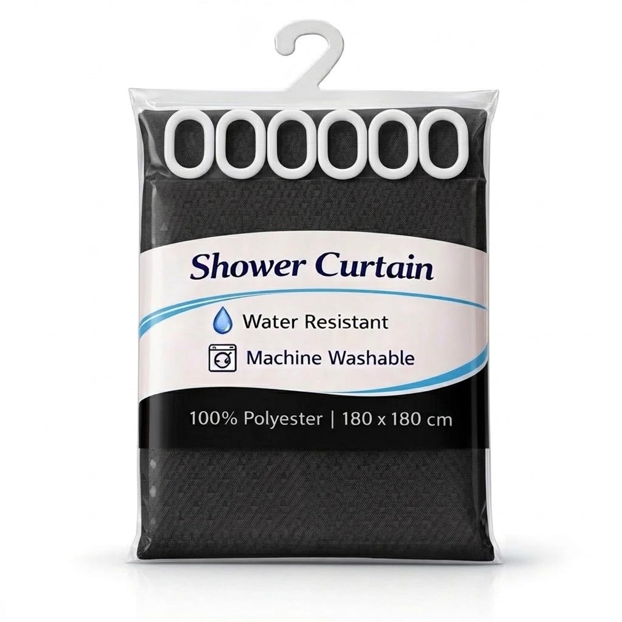 One Best Deal Black Obd Shower Curtain 180 X 180 Cm Waterproof Polyester Fabric Machine Washable Bathroom Curtain Anti Mould Mildew Resistant With 12 Hooks
