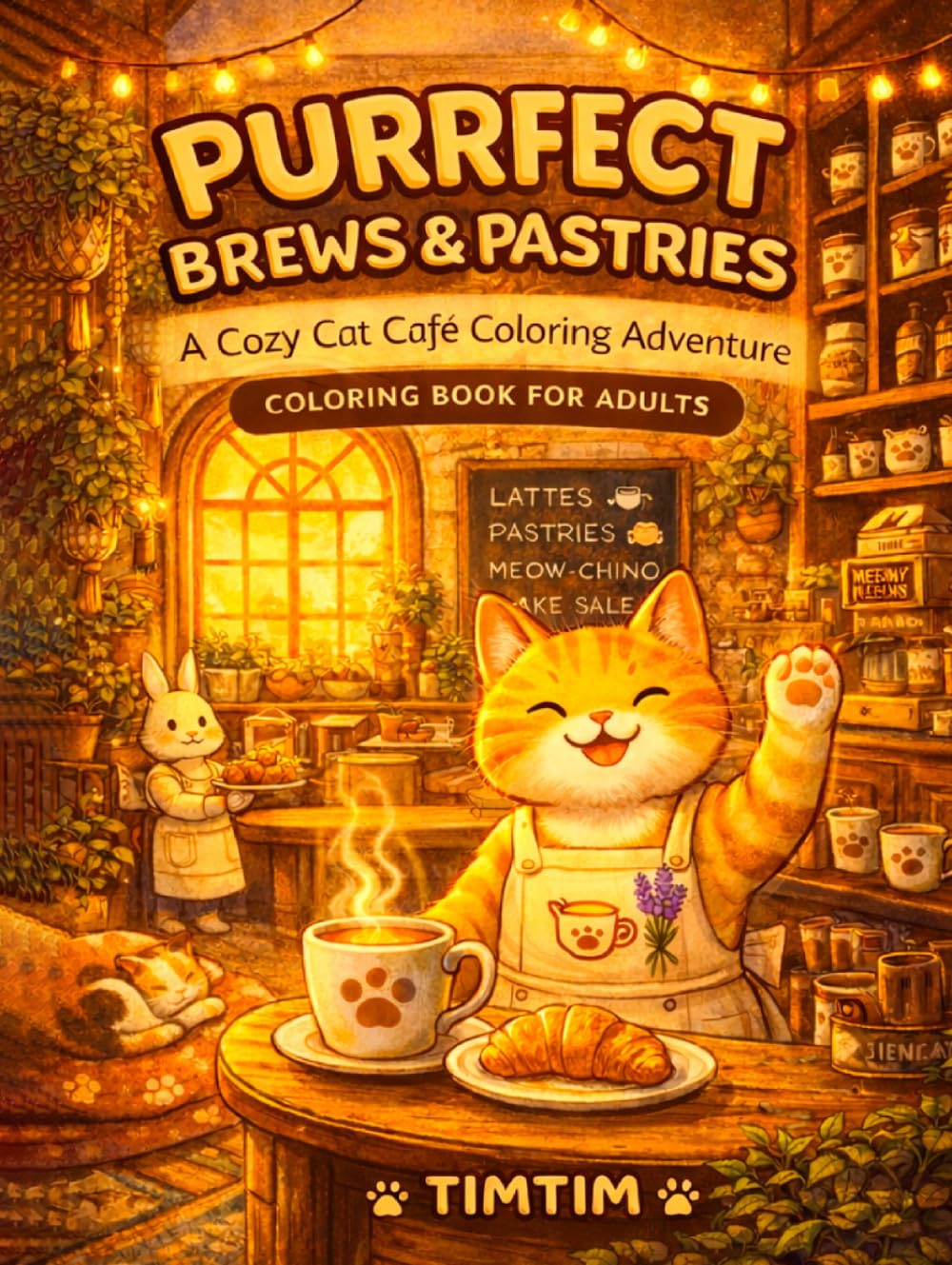 Purrfect Brews & Pastries: A Cozy Cat Café Adult Coloring Book with 50 Original Scenes for Stress Relief, Relaxation and Creative Joy