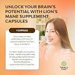 Capsules de complément de la Mane de Lion pour la mémoire et la focalisation - Mélange de champignons pour la santé du cerveau - Complexe cognitif nootrope pour la clarté mentale, 30 Casquettes