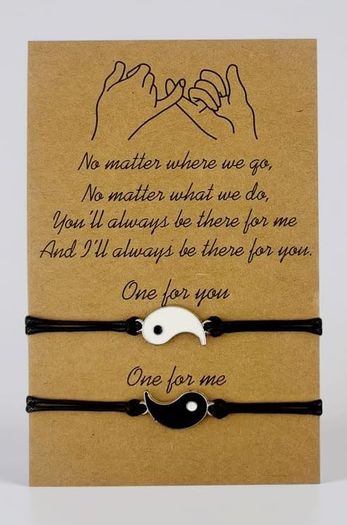 Couple Bracelets for Man&Women Stylish, Alloy Black and White Braided Diwali & Bhai Dooj Bracelet for Brothers and sisters,Best Friend,Fashion Accessories Gifts-2PC