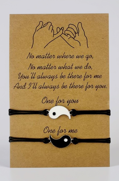 Couple Bracelets for Man&Women Stylish, Alloy Black and White Braided Diwali & Bhai Dooj Bracelet for Brothers and sisters,Best Friend,Fashion Accessories Gifts-2PC