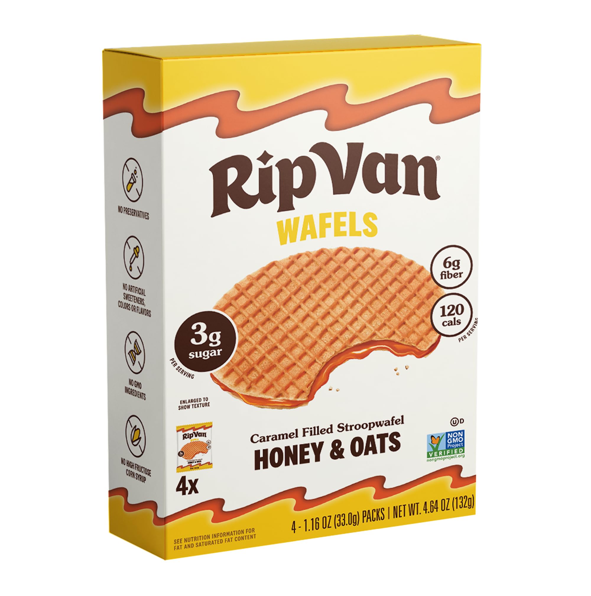 RIP VAN WAFELS Honey & Oats Wafel Cookies, 4.64 OZ | Grocery