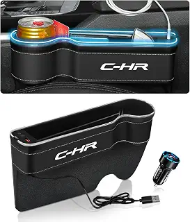 【大容量設計】CHR ZYX10 ZYX11 対応 車用 光る サイド収納ボックス シートサイドポケット ドリンクホルダー 助手席 [並行輸入品] | カップホルダー USBポート付き スマホ充電 コンソールボックス 小物入れ 隙間収納 LEDライト インシートギャップフィラー 落下防止 取り付け簡単