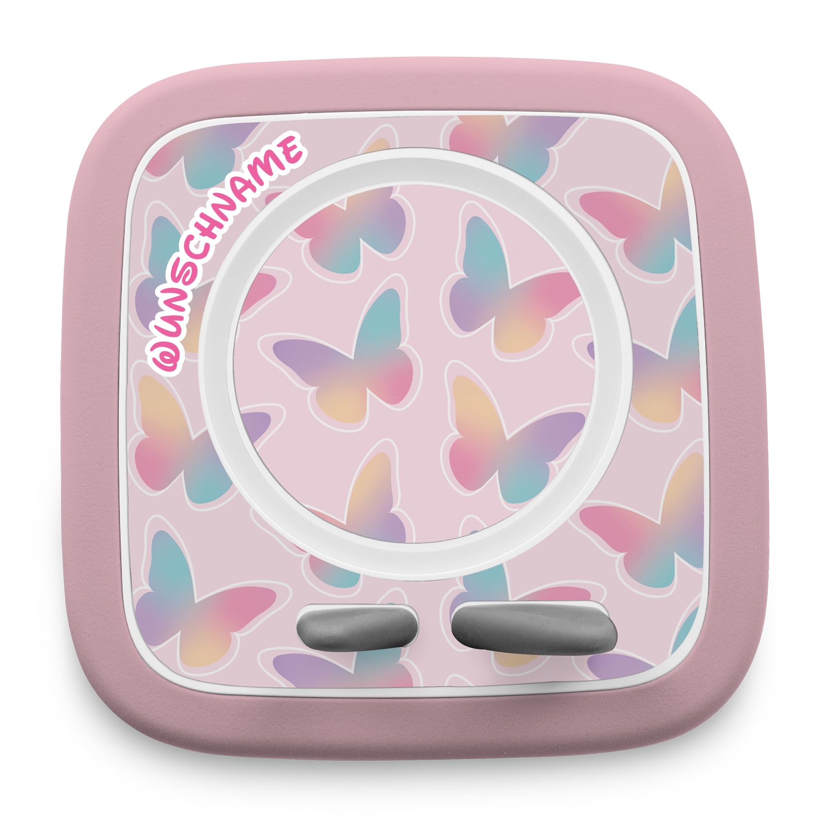 yabaduu Protective Film Compatible with Toniebox 2 Accessories Perfect Fit Self-Adhesive Protective Case with Anti-Scratch Design for Kids Y015 (24 Butterflies, with Name) — image 1
