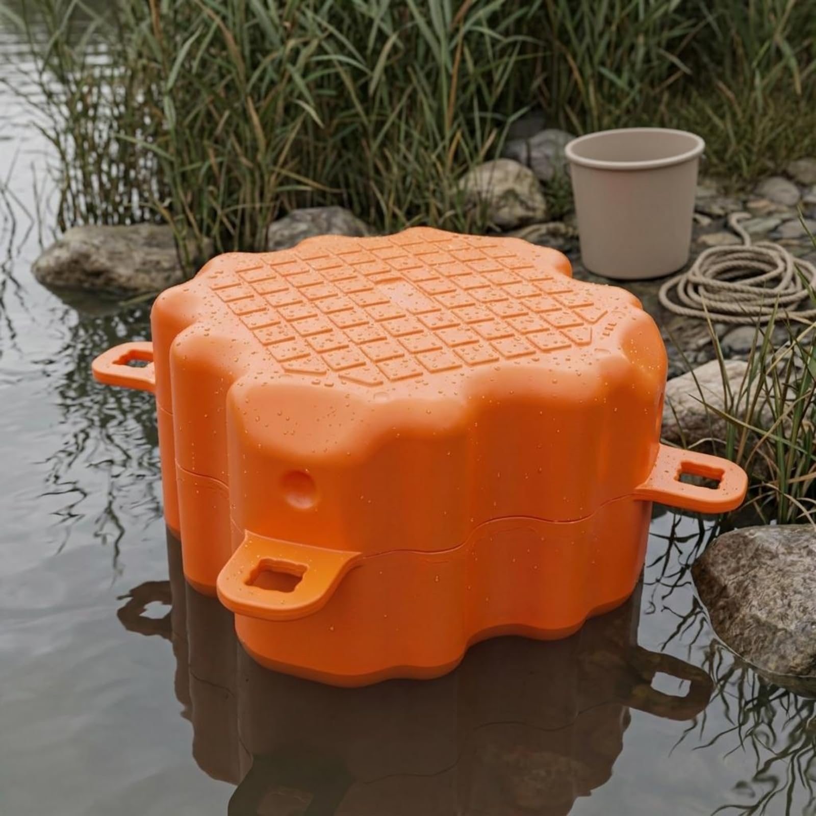 Molo Galleggiante Modulo Galleggiante Cubo Piattaforma Pontile in HDPE Struttura Modulabile con Attacchi Integrati Superficie Antiscivolo Durata