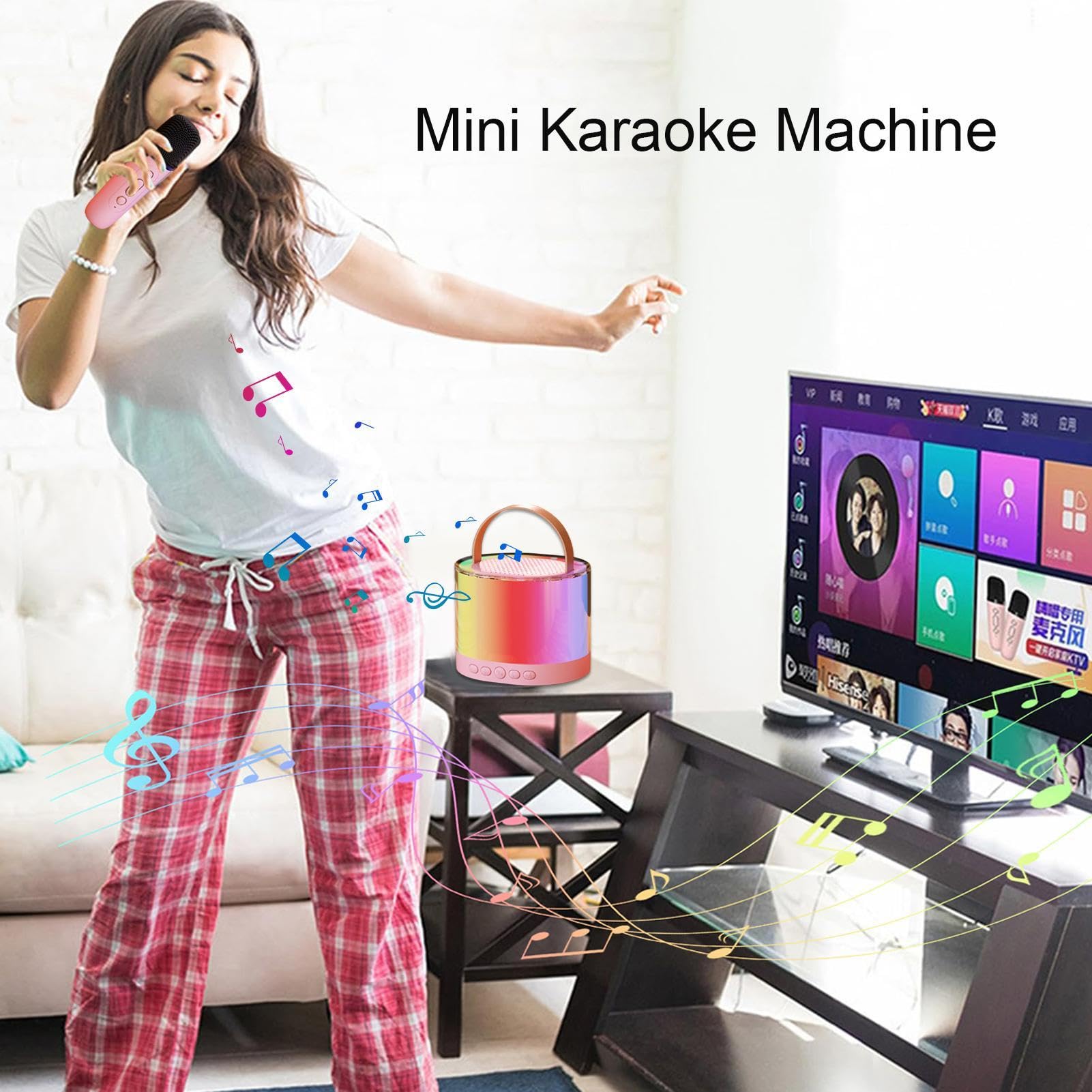 Máquina de karaoke, Máquina de Karaoke Portátil,Pequeño de karaoke con altavoz y micrófono inalámbrico | Equipo de karaoke versátil, altavoz estéreo para fiestas en casa