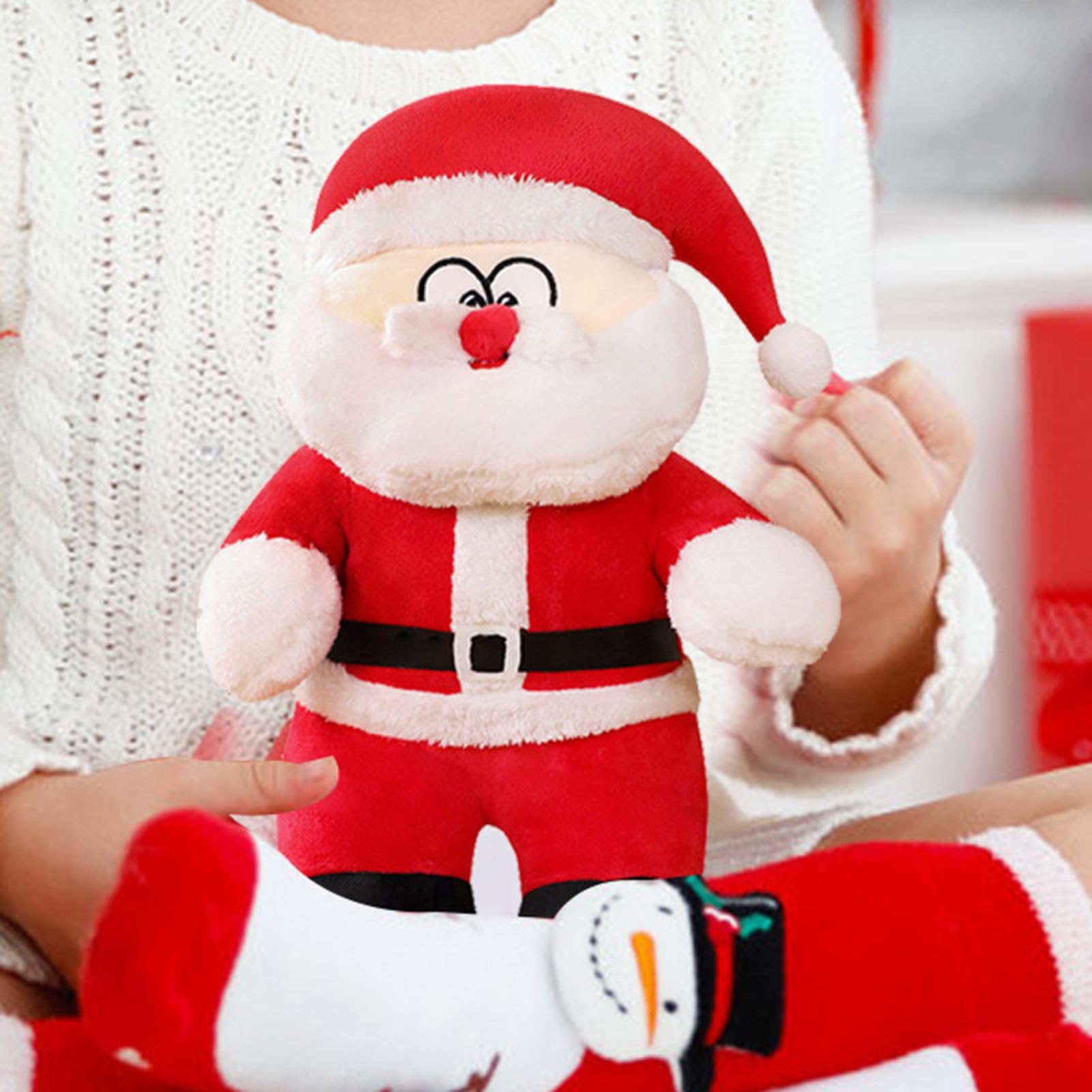 Générique Peluche Père Noël, Père Noël éclairé | Jouet d'élan de Noël en Peluche Brillant,Jolies poupées de Noël avec Musique pour Salon, Chambre à Coucher, école