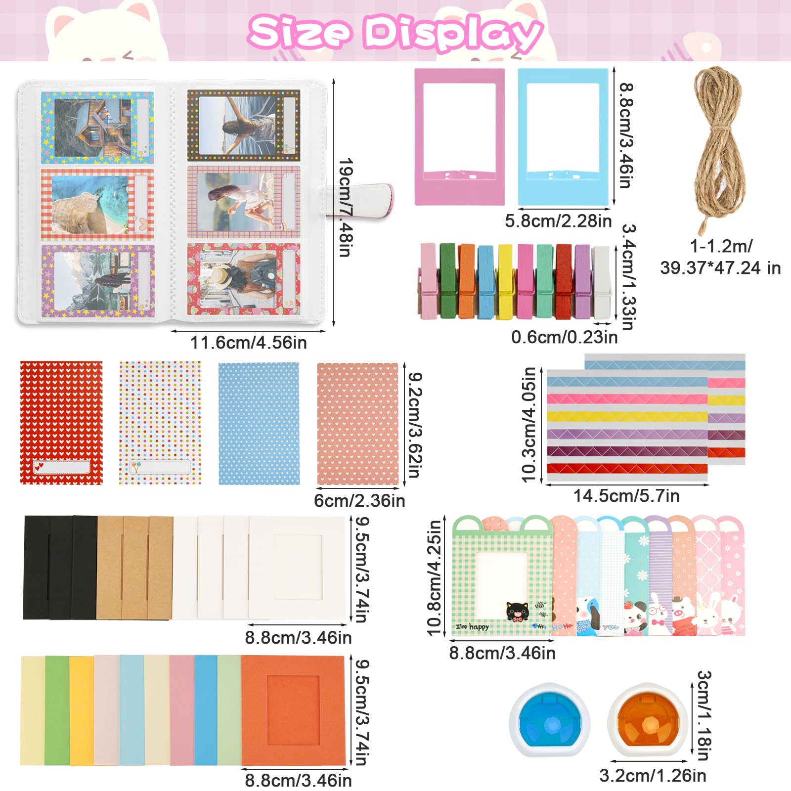 UMILKI 103 Pcs Instantané Caméra Accessoires Compatibles avec Instax Mini Appareil Photo Instantané, Comprendre Album Photo/Filtre/Cadre Mural/Autocollant de Bordure/Cadre Photo Papier Maché