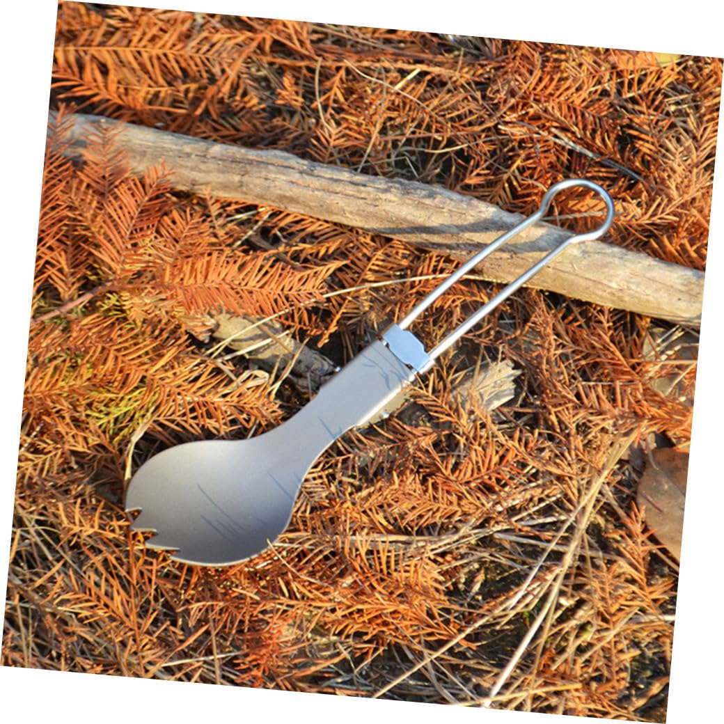 IMIKEYA 2 Sätze Campingutensilien Camping Teller Campingpfanne Campingtisch Lagerbesteck Essgeschirr Outdoor Outdoorgeschirr Klappgabel Outdoor-campinggeschirr Reintitan Silver 2 Stück * 2