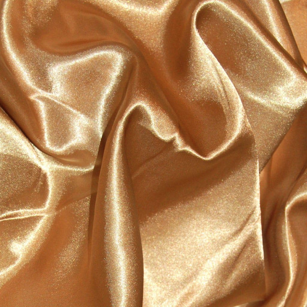 CQL Satin Fabric by the Metre – 60 Inch Wide Satin Roll for Wedding Dresses, Bespoke Tailoring & Decoration Projects – Soft, Smooth, Silk-Like Finish(Gold,5 Metre)