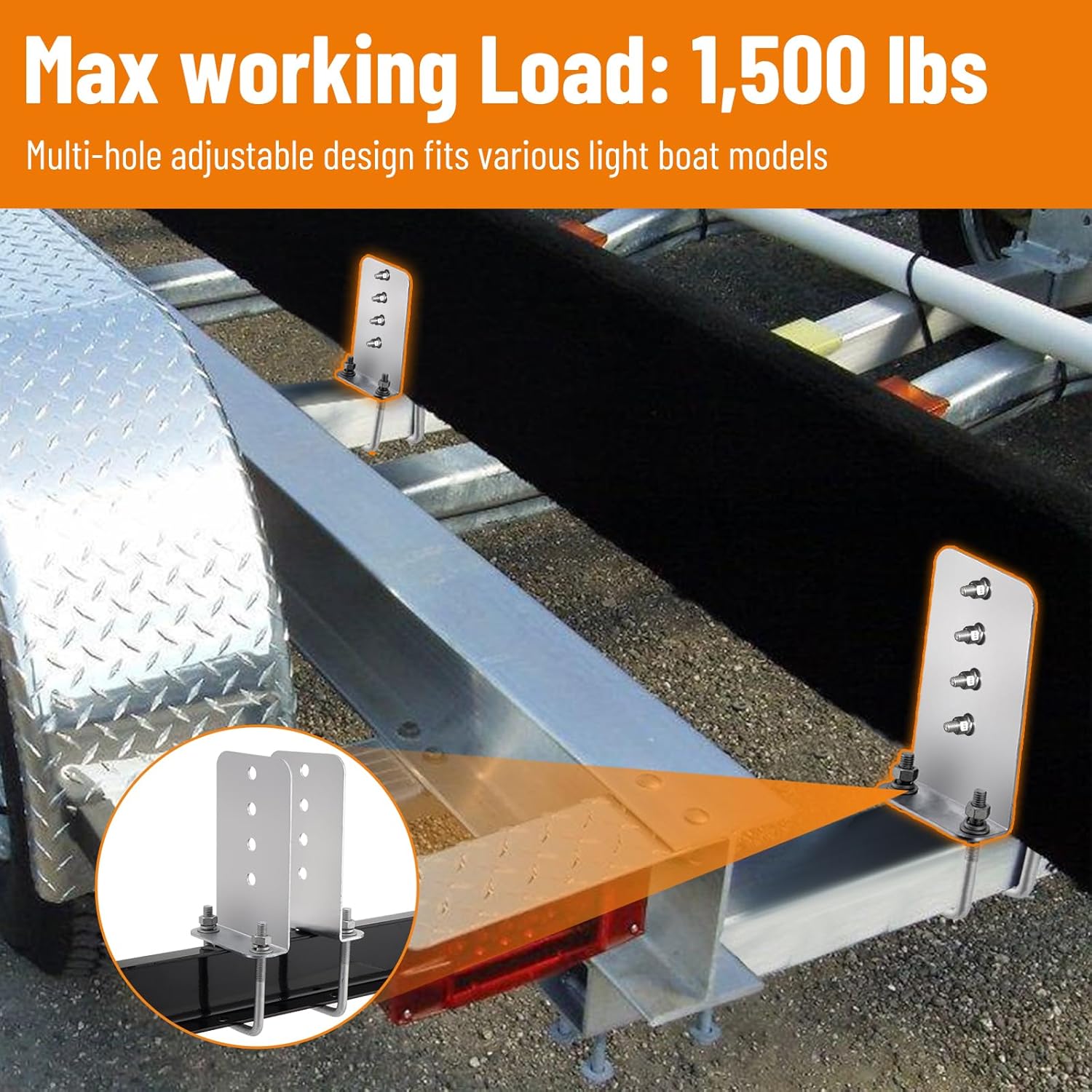 8" L-Type Boat Trailer Bunk Brackets, Galvanized Steel L-Shape Bunk Board Kits Suitable for 3x3 Crossmembers, 8 Pack