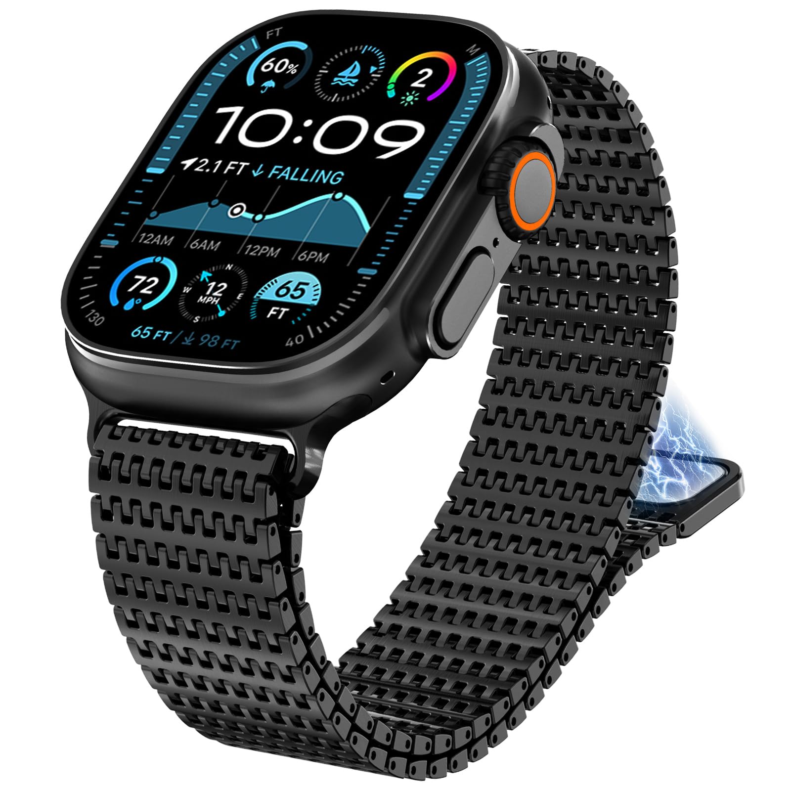 WINGLE Milanese Loop for Apple Watch Band Ultra 2 Band Ultra 49mm 46mm 45mm 44mm 42mm Men Series 10 9 8 7 SE 6 5 4 3 2 1 Magnetic Metal Mesh Stainless Steel Apple Watch iWatch Bands Strap Women