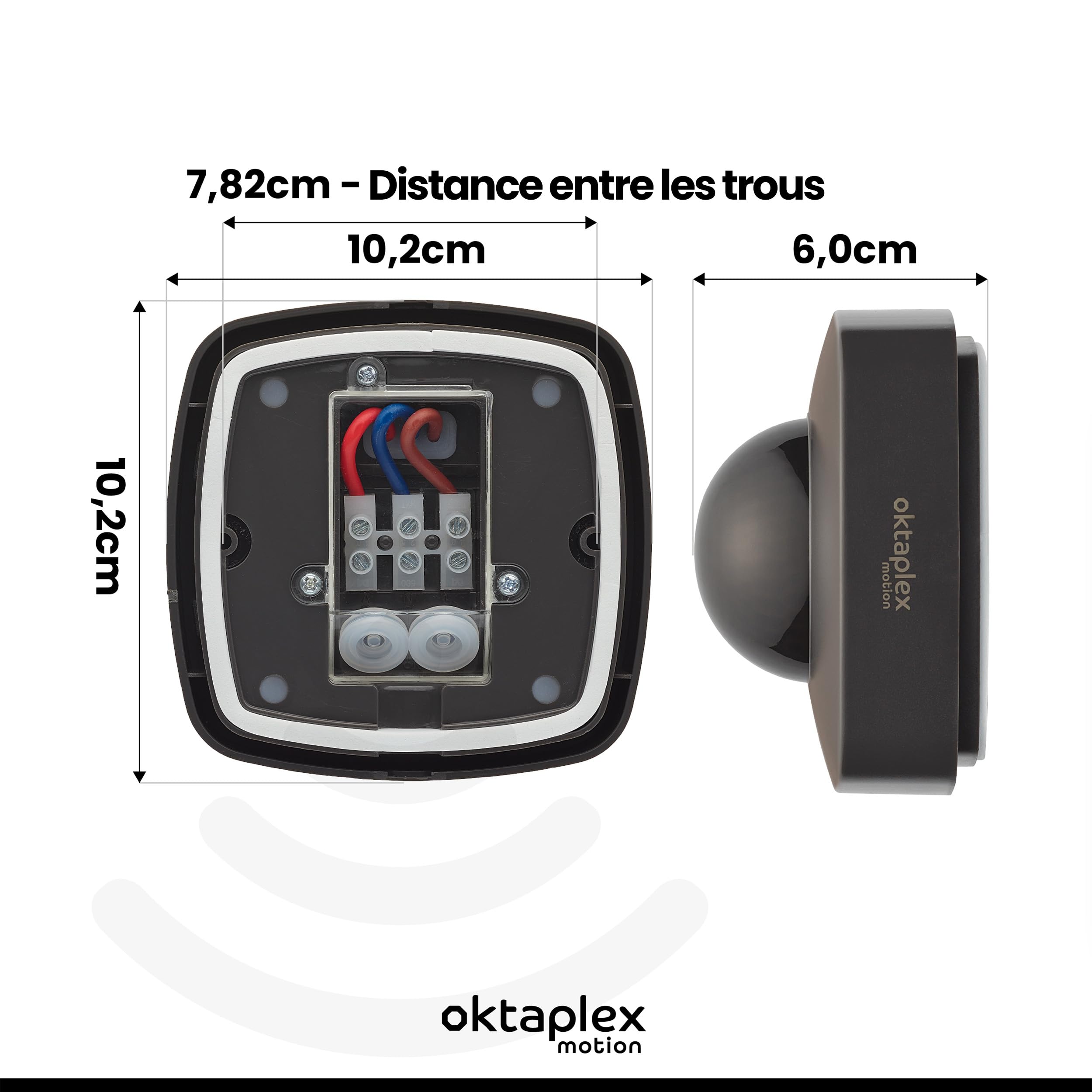 Oktaplex Tim Détecteur de présence 360° Détecteur de Mouvement pour l'extérieur IP65 Capteur de Mouvement PIR Anthracite 230V