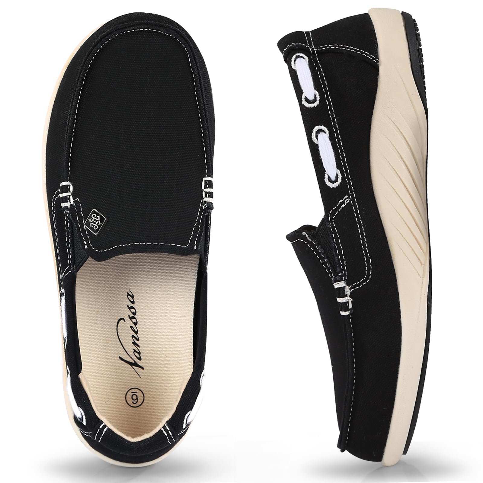 vanessa Womens Slip On Shoes - Canvas Casual Loafers Shoes with Arch Support-picture-41