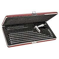 Vista 19 de Starrett Medidor de profundidad micrómetro, una combinación de trinquete y velocímetro en estuche, dedal liso, rango de 0-9 pulgadas, graduación