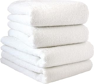 hiorie(ヒオリエ) ビッグフェイスタオル 日本製 ホテルスタイルタオル 4枚セット [バスタオル代わりに] オフホワイト 白 無地 瞬間吸水 小さめ タオル セット 耐久性 綿100% 【選べる18色】 泉州タオル