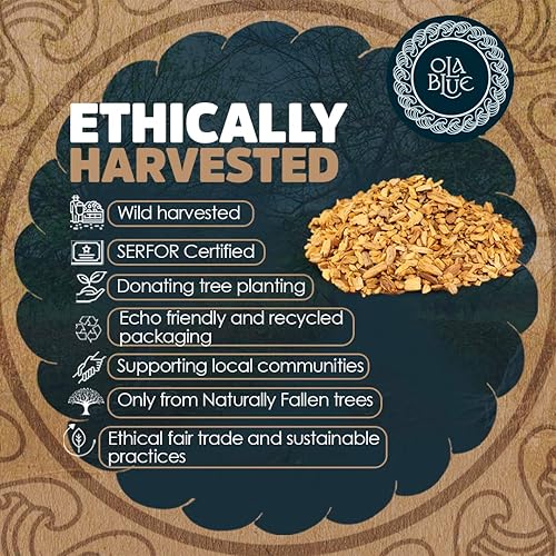 Miniatura 5 de Palo Santo Chips 4oz Natural y Sostenible de Perú Cosechado Sustentablemente Resina Aromática  para manchas, limpieza energética, meditación