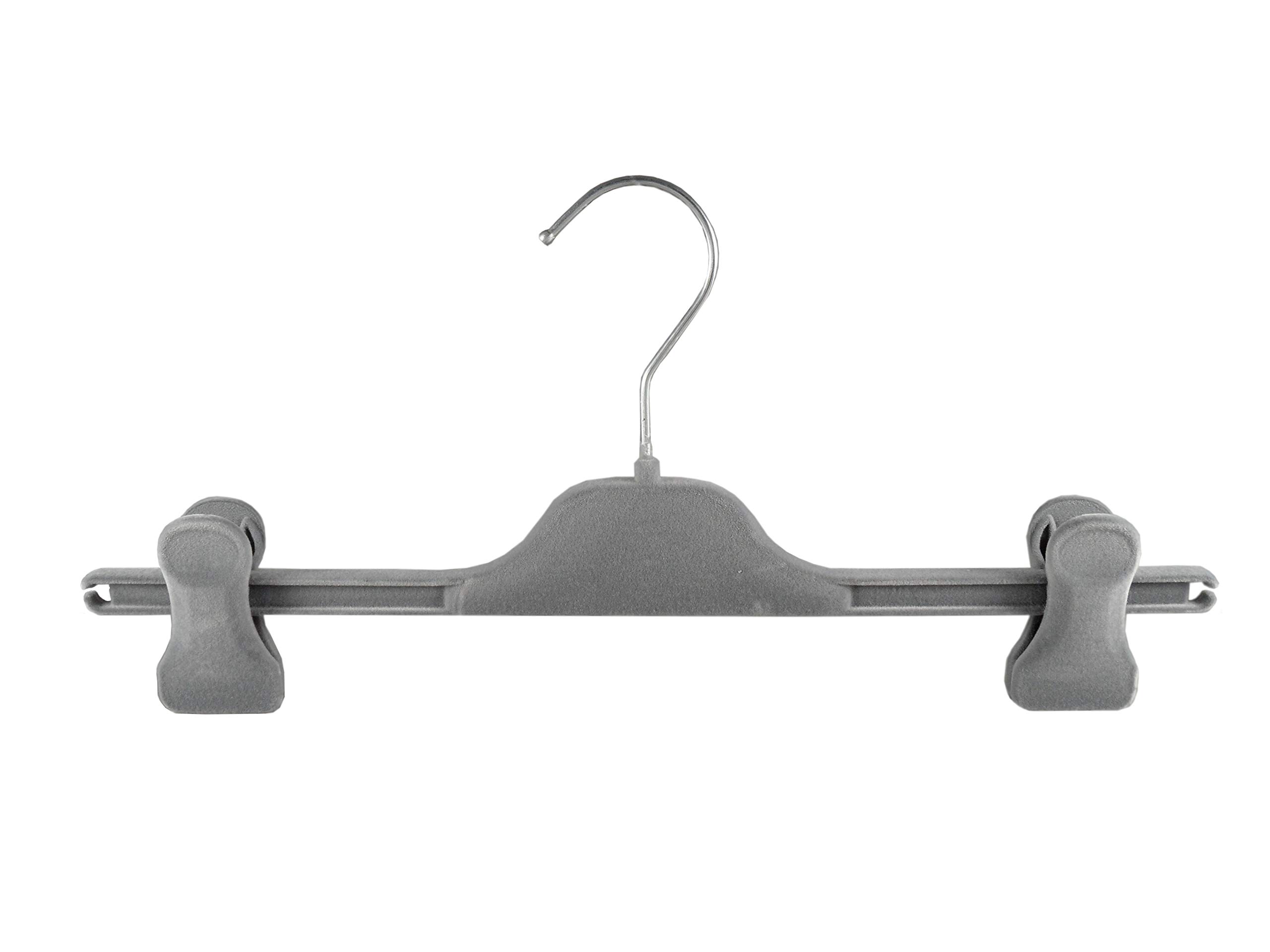 Samt Kleiderbügel für Hosen & Röcke mit Clip, 35 cm, grau, 15 Stück | NEU