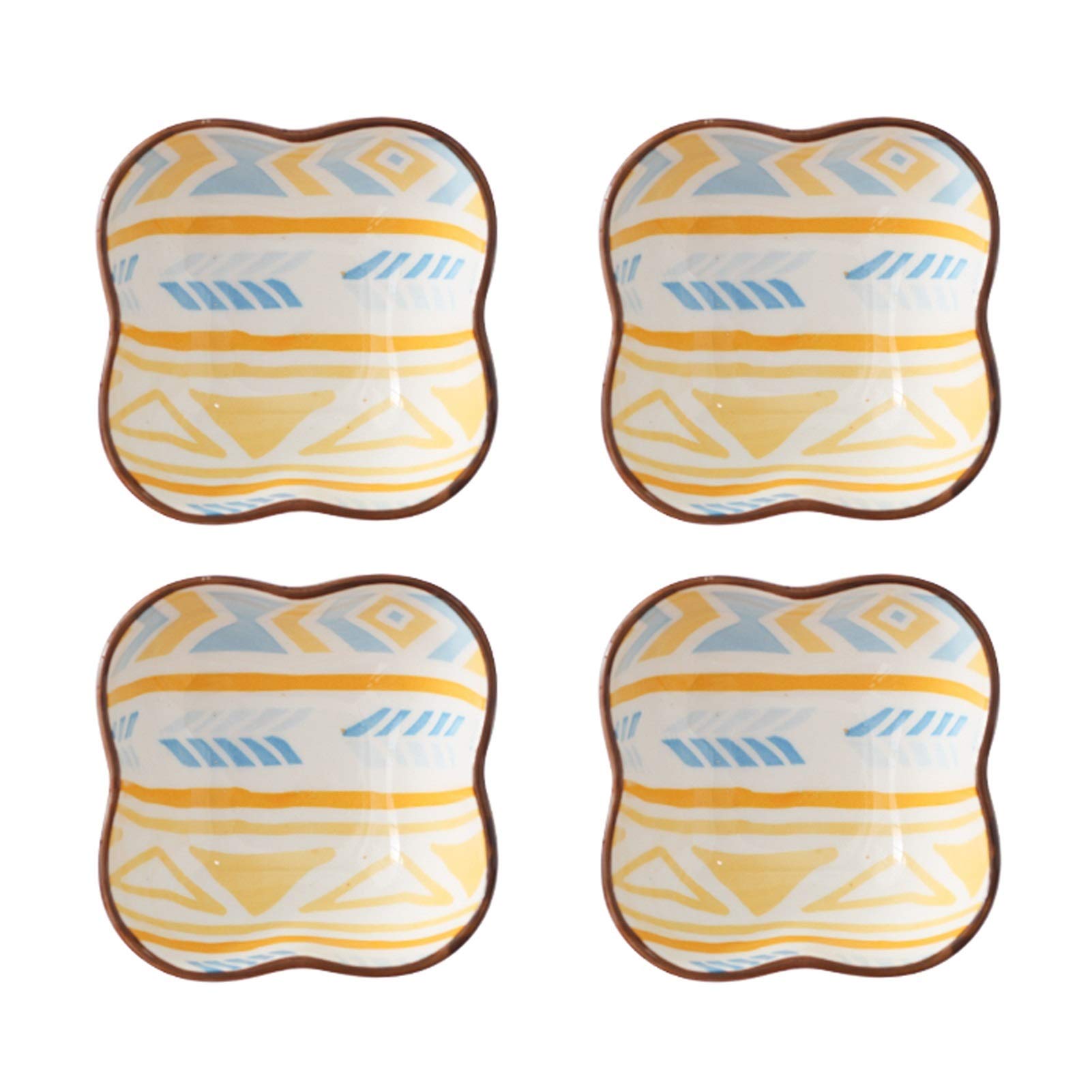 Dipschälchen Underglas-Handwerk Keramik Sauce-Teller - Dip-Bowls Set von 4 Hellen Farben Haushaltsgeschirr Ideal für Dips Sauce Saucen Schalen