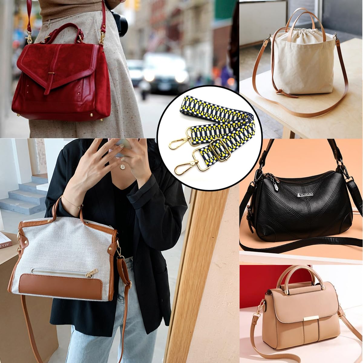 Correa De Hombro Ajustable Para Bolsos - ¡Cambia El Estilo De Tu Bolso En Segundos! Lona Resistente Con Bordados Florales