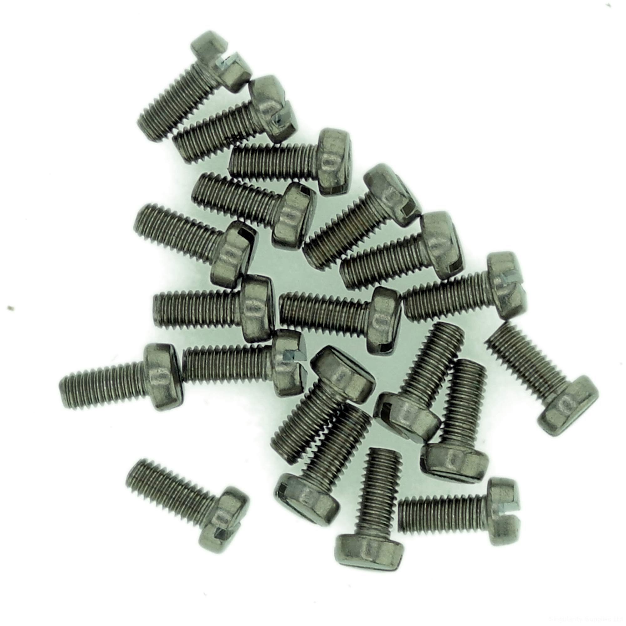 Singularity Supplies M2.6 (2.6Mm X 8Mm) Slot Cheese Machine Screw (Bolt) - Stainless Steel (A2) (Pack Of 20)